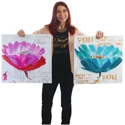 Wandbild Orchidee, 100% handgemaltes Ölgemälde Gemälde XL, 100x50cm