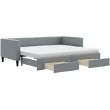 vidaXL Tagesbett Ausziehbar mit Schubladen Hellgrau 90x190 cm Stoff