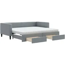 vidaXL Tagesbett Ausziehbar mit Schubladen Hellgrau 90x190 cm Stoff
