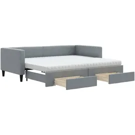 vidaXL Tagesbett Ausziehbar mit Schubladen Hellgrau 90x190 cm Stoff