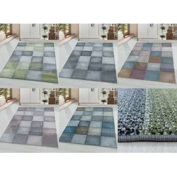 Moderner Designer Kurzflor Teppich - Karo Design für Wohnzimmer, Schlafzimmer