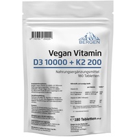 Vitamin D3 10000 IU & Vitamin K2 200mcg MK-7 Menachinon-7 D3 I.E. 180 Tabletten