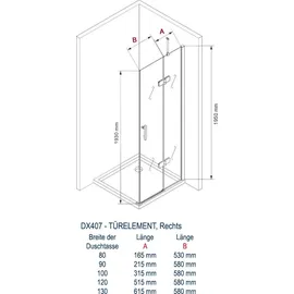 nextrend - gmbh Bernstein DX407 Eckdusche mit Schwingtüren rechts 120 x 90 cm transparent Echtglas