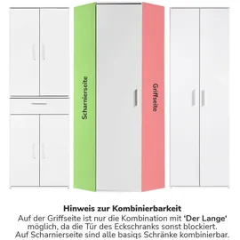 mokebo Eckschrank in Weiß Der Lange Schrank Aufbewahrungsschrank oder Mehrzweckschrank