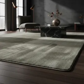 KADIMA DESIGN Kurzflorteppich, Waschbar ISAR einfarbig, Grün, 120 x 160 cm