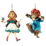 itsisa Baumschmuck Rotkäppchen und der böse Wolf (2er Set) - Weihnachtsdeko Märchen, Christbaumkugel, Weihnachten