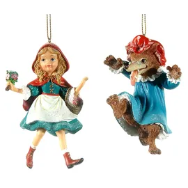 itsisa Baumschmuck Rotkäppchen und der böse Wolf (2er Set) - Weihnachtsdeko Märchen, Christbaumkugel, Weihnachten