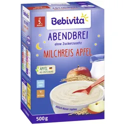 Bebivita Abendbrei Milchreis Apfel ab 5.Monat 500G    MHD 31.07.2025