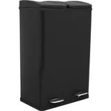 MonsterShop Doppel Tretmülleimer 60 l Schwarz