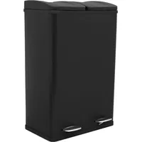 MonsterShop Doppel Tretmülleimer 60 l Schwarz