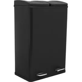 MonsterShop Doppel Tretmülleimer 60 l Schwarz