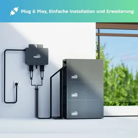 sunniva Balkonkraftwerk Full Black Bifazial 3680 W inkl. 8,04 kWh Speicher + 8 x 500 W N-Typ Glas-Glas Bifacial Module