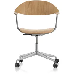 Vitra - Mynt Bürostuhl Viersterngestell, Eiche natur / Aluminium gestrahlt (Rollen für Hartboden)