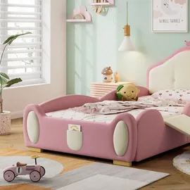 XDOVET Kinderbett Crown Cartoon 140 x 200 cm rosa mehrfarbig