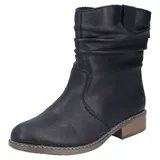 Rieker Winterboots RIEKER, Damen, Gr. 43 (8,5/9), schwarz, Lederimitat, unifarben, Schuhe Winterboots, Winterstiefelette, Blockabsatz, Warmfutter, geraffter slouchy Schaft