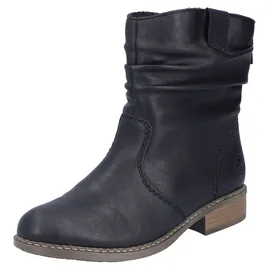 Rieker Winterboots RIEKER, Damen, Gr. 43 (8,5/9), schwarz, Lederimitat, unifarben, Schuhe Winterboots, Winterstiefelette, Blockabsatz, Warmfutter, geraffter slouchy Schaft