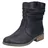Rieker Winterboots RIEKER, Damen, Gr. 43 (8,5/9), schwarz, Lederimitat, unifarben, Schuhe Winterboots, Winterstiefelette, Blockabsatz, Warmfutter, geraffter slouchy Schaft