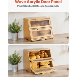 Vevor Doppellagiger Brotkasten Holz Natur