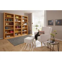 Home Affaire Bücherwand »Bergen«, aus schönem massivem Kiefernholz, 3 tlg., beige