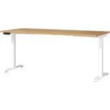 Germania JET höhenverstellbarer Schreibtisch navarra-eiche rechteckig, T-Fuß-Gestell weiß 180,0 x 80,0 cm