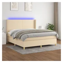 vidaXL Boxspringbett mit Matratze & LED Creme 180x200 cm Stoff