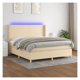 vidaXL Boxspringbett mit Matratze & LED Creme 180x200 cm Stoff