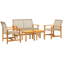 vidaXL Garten-Lounge-Set Beige Poly Rattan und Akazienholz