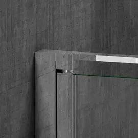 SoGood doporro Eck-Duschkabine 100x80x195cm Eckdusche mit Hebe- und Senkmechanismus ESG-Sicherheitsglas Milchglas Streifen inkl. beidseitiger Easy-Clean-Beschichtung Ravenna36MS-Plus - Transparent