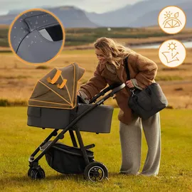 lionelo - 3-in-1 Kombikinderwagen AMBER PLUS Grau Graphite - Grau