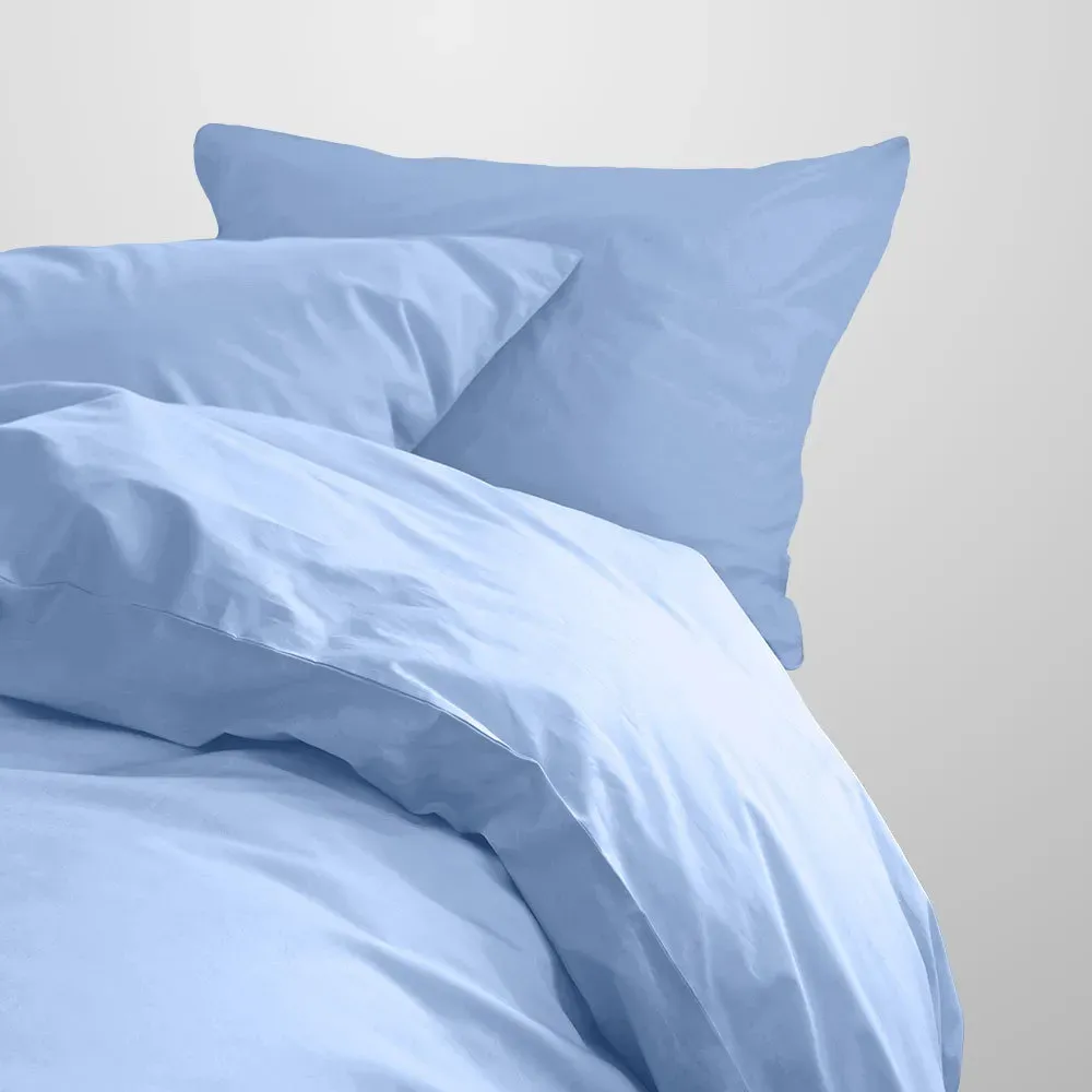 Lorena Uni Feinflanell Bettwäsche Daphne hellblau 155x220 cm + 80x80 cm - blau