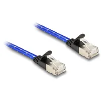 Delock RJ45 Flachband Netzwerkkabel mit Geflechtmantel Cat.6A U/FTP 5 m blau