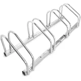 Relaxdays Fahrradständer, Für 4 Fahrräder, Boden- und Wandmontage, Mehrfachständer, HBT: ca. 26 x 100 x 32 cm, silber