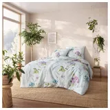 Estella Bettwäsche Estella Bio Mako Satin Bettwäsche 135x200 Filipa jade Blüten Anemonen, Bio Mako-Satin, 2 teilig bunt