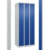 C+P Spind Classic PLUS, 3 Abteile, HxBxT 185x75x50cm, Zylinderschloss, Hellgrau/Enzianblau von PROREGAL