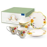 Villeroy & Boch Spring Awakening Frühstücksset Für 2 Personen, 6 Teilig, Ostergeschirr Set Frühstück, Ostern, Kaffeeservice, Geschirr Frühling, Porzellan