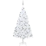 vidaXL Künstlicher Weihnachtsbaum mit LEDs & Kugeln Weiß 210 cm PVC Modell 3