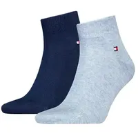 TOMMY HILFIGER Herren Kurzsocken Quarter Flag 2er Pack - light blue melange - 39-42