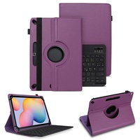 NAUC Tablet Tasche kompatibel für Samsung Galaxy Tab S6 Lite Schutzhülle Tastatur Universal QWERTZ Bluetooth Hülle Standfunktion 360 Drehbar Cover Case, Farben:Lila