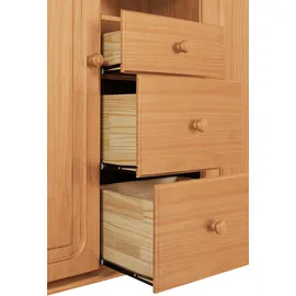 Home Affaire Highboard HOME AFFAIRE "Mette", beige (natur gebeizt, gewachst), B:118cm H:125cm T:34cm, FSC-zertifiziertes Massivholz, Sideboards, Highboard, Stauraumschrank mit 3 Schubladen und verstellbaren Einlegeböden