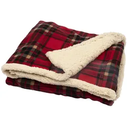 1 Kuscheldecke 130x170cm Wohndecke Fleecedecke Sherpa Decke Weihnachtsdecke Winterdecke Schottenmuster Rot Schwarz kariert