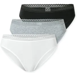 SCHIESSER Slip 3 St. Schwarz/Grau/Weiß S