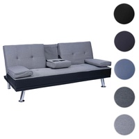 Mendler 3er-Sofa HWC-F60, Couch Schlafsofa Gästebett, Tassenhalter verstellbar 97x166cm ~