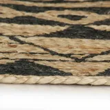 vidaXL Teppich Handgefertigt Jute Schwarzer Druck 90 cm