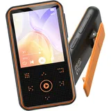 AGPTEK 64GB MP3 Player mit Sport Clip, Bluetooth 5.3 Player mit 1,8 Zoll TFT Farbbildschirm, Mini Musik Player mit Touch-Tasten, FM Radio, Schrittzähler, unterstützt bis 128GB SD Karte, Orange