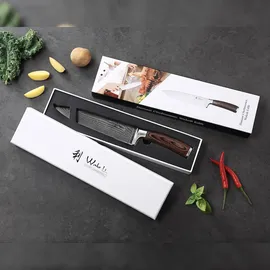 OLEIO Wakoli EDIB Damast Chefmesser 20 cm Klinge – Scharf & ausbalanciert – Damastmesser mit Pakkaholzgriff in Geschenkbox – Küchenmesser für Profi- & Hobbyköche