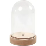 Creativ Company Plastikglas Glocke auf Holzfuß, H 12,5 cm, D 8 cm
