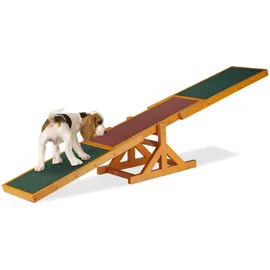 Relaxdays Dog Agility Wippe, Agility Training, große & kleine Hunde, Hundetraining, Hundewippe, 54 x 180 x 30 cm, bunt