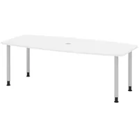 Bümö Konferenztisch, Weiß, Silber, Nachbildung, Oval, 220x74x103 cm, FSC
