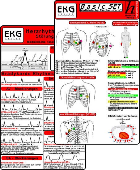 Ekg Basic Set (2Er Set) - Herzrhythmusstörungen  Ekg Auswertung - Medizinische Taschen-Karte  Gebunden