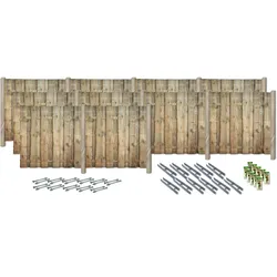 Sichtschutzelement KONIFERA "FULLERTON", grün, H:180cm, Holz, Stahl, Zaunelemente, Rustikale Bohlen, verschiedene Längen